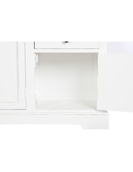 Bibliothèque style cottage avec échelle 3 portes 5 tiroirs 4 étagères Bois Blanc Cedra - 8