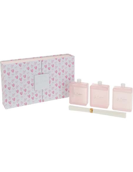 Coffret Diffuseur de parfum Senteur Florale Mimosa & Rose Je T'aime 150 ml en Verre Rose - 1