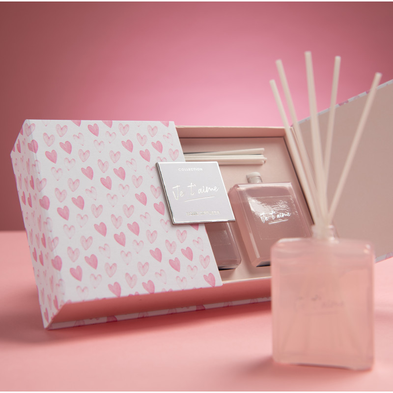 Coffret Diffuseur de parfum Senteur Florale Mimosa & Rose Je T'aime 150 ml en Verre Rose - 2