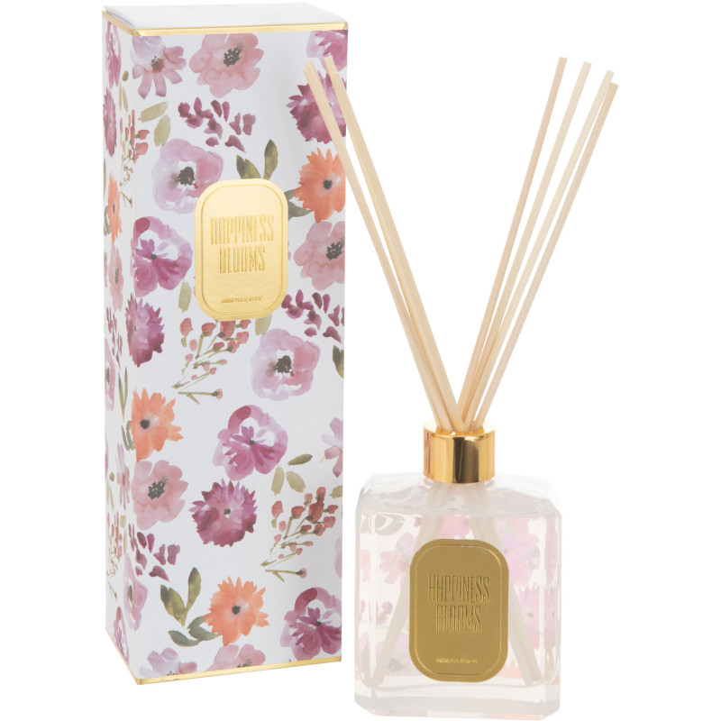 Diffuseur de parfum Senteur Florale Mimosa & Rose Happiness Blooms 180 ml en Verre Blanc - 1