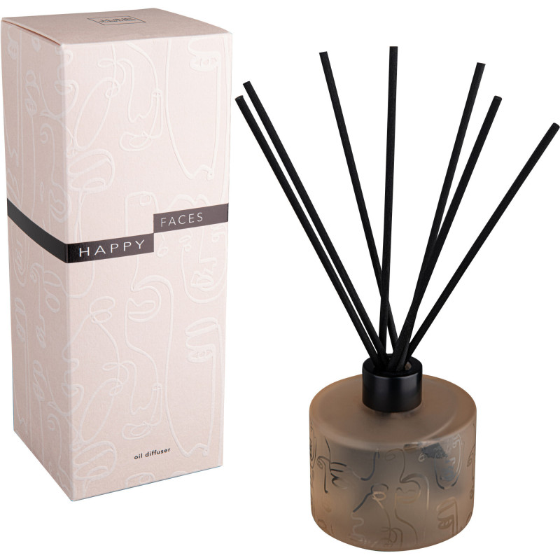 Diffuseur de parfum Senteur Florale Mimosa & Rose Happy Faces 200 ml en Verre Beige - 1