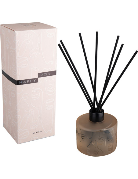 Diffuseur de parfum Senteur Florale Mimosa & Rose Happy Faces 200 ml en Verre Beige - 1
