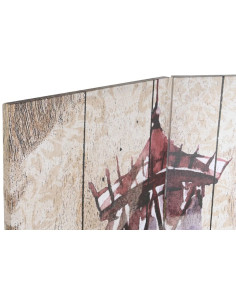 Paravent Bord de mer 3 panneaux Toile Multicolore Motif phares Riverside - 1 2