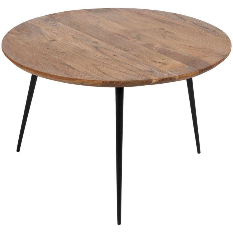 Lot de 2 tables basses gigognes rondes acacia naturel métal noir 70 et 50 cm Vojia Ixia - 3