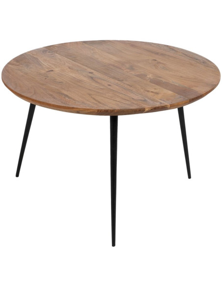 Lot de 2 tables basses gigognes rondes acacia naturel métal noir 70 et 50 cm Vojia Ixia - 3