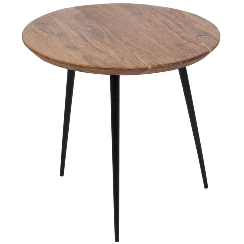 Lot de 2 tables basses gigognes rondes acacia naturel métal noir 70 et 50 cm Vojia Ixia - 4