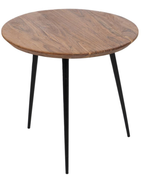 Lot de 2 tables basses gigognes rondes acacia naturel métal noir 70 et 50 cm Vojia Ixia - 4