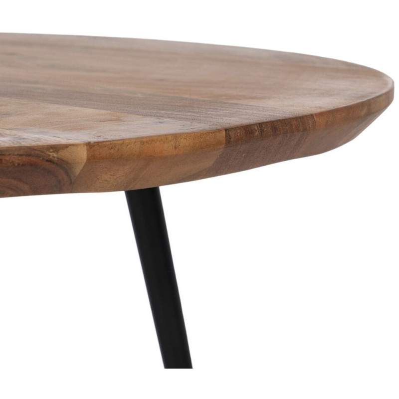 Lot de 2 tables basses gigognes rondes acacia naturel métal noir 70 et 50 cm Vojia Ixia - 6