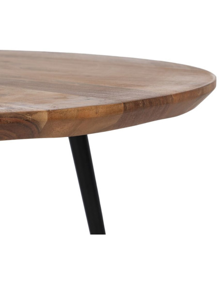 Lot de 2 tables basses gigognes rondes acacia naturel métal noir 70 et 50 cm Vojia Ixia - 6