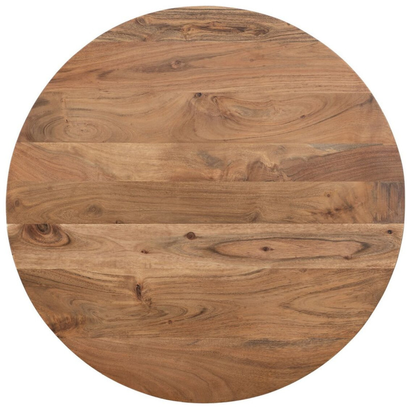 Lot de 2 tables basses gigognes rondes acacia naturel métal noir 70 et 50 cm Vojia Ixia - 8