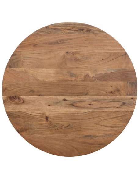 Lot de 2 tables basses gigognes rondes acacia naturel métal noir 70 et 50 cm Vojia Ixia - 8