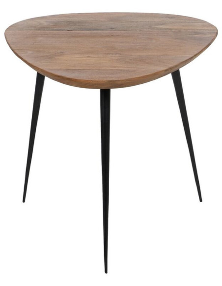 Table basse gigogne moderne Galet Bois d'acacia Naturel Métal Noir Jaspia (Lot de 3) - 3