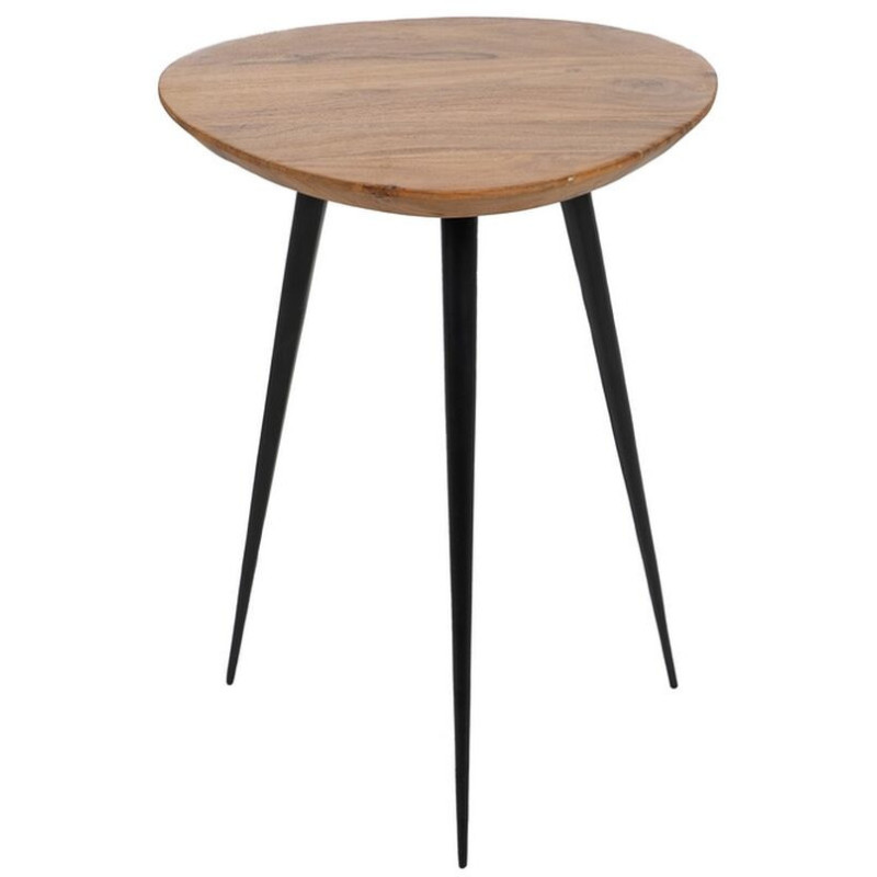 Table basse gigogne moderne Galet Bois d'acacia Naturel Métal Noir Jaspia (Lot de 3) - 4