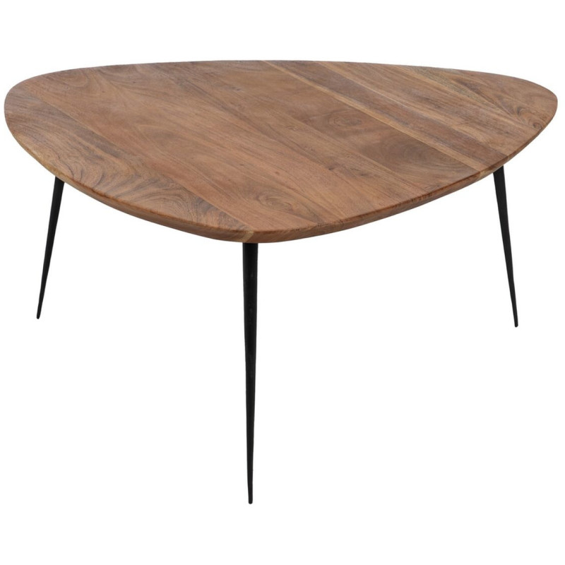 Table basse gigogne moderne Galet Bois d'acacia Naturel Métal Noir Jaspia (Lot de 3) - 5