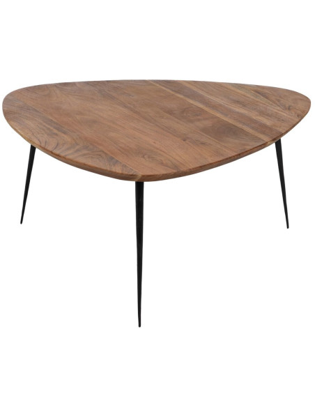 Table basse gigogne moderne Galet Bois d'acacia Naturel Métal Noir Jaspia (Lot de 3) - 5