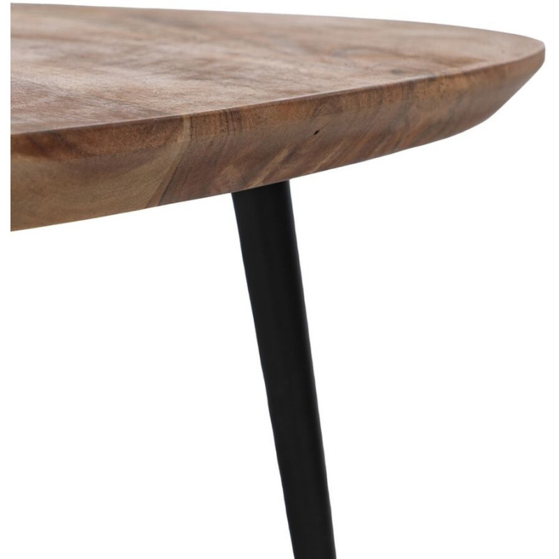 Table basse gigogne moderne Galet Bois d'acacia Naturel Métal Noir Jaspia (Lot de 3) - 8