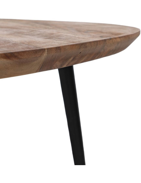 Table basse gigogne moderne Galet Bois d'acacia Naturel Métal Noir Jaspia (Lot de 3) - 8