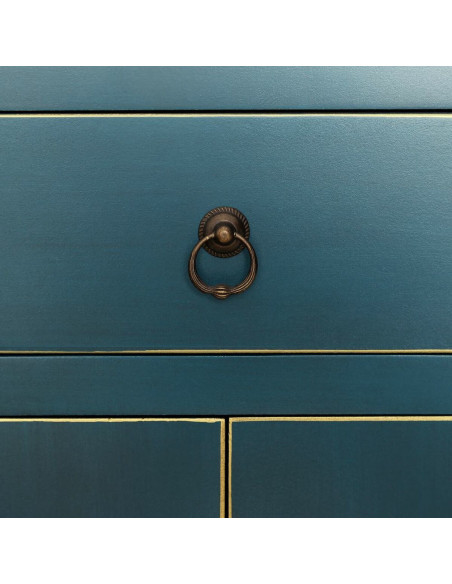 Buffet style chinois Bas 2 portes 8 tiroirs Bois Bleu Oriente - 4