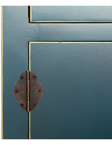 Buffet style chinois Bas 2 portes 8 tiroirs Bois Bleu Oriente - 5