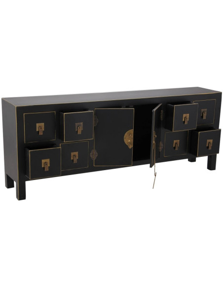 Meuble TV oriental noir doré en MDF 130x24x50,5 cm Oriente Ixia - 2