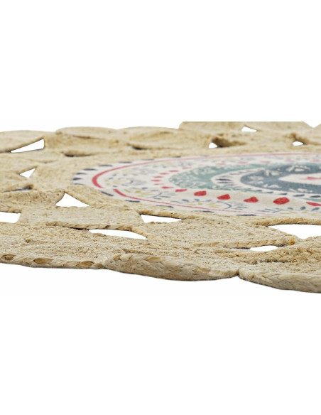 Tapis Bohème chic Rond 150x150 en Jute Naturel Coton Multicolore Pavan - 2