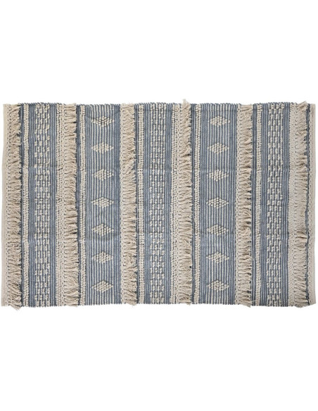 Tapis Bohème chic Rectangulaire 120x180 en Coton Bleu Beige Maren - 1