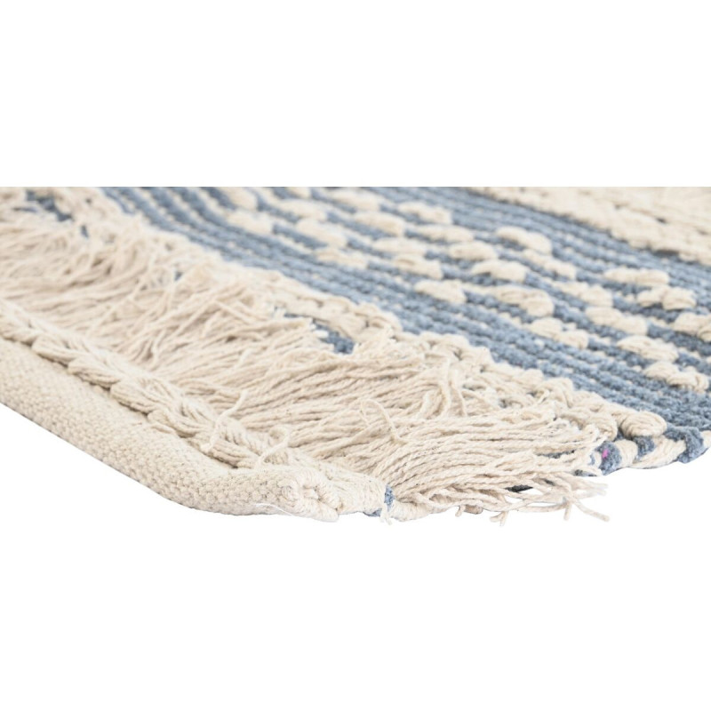 Tapis Bohème chic Rectangulaire 120x180 en Coton Bleu Beige Maren - 2