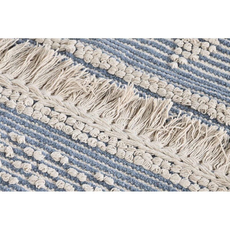 Tapis Bohème chic Rectangulaire 120x180 en Coton Bleu Beige Maren - 3