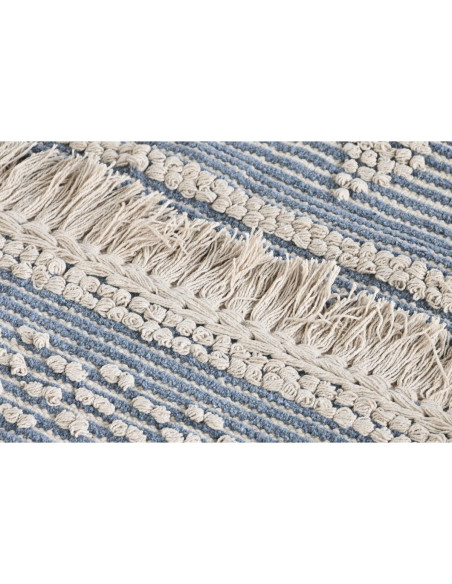 Tapis Bohème chic Rectangulaire 120x180 en Coton Bleu Beige Maren - 3