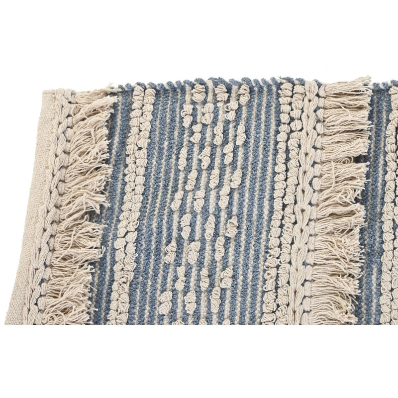 Tapis Bohème chic Rectangulaire 120x180 en Coton Bleu Beige Maren - 4