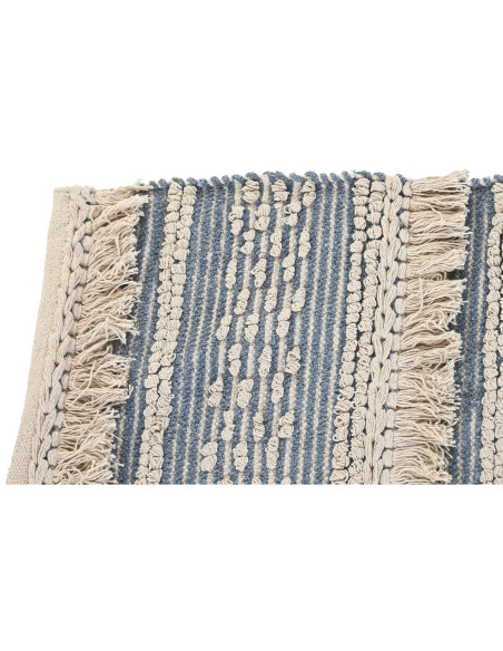 Tapis Bohème chic Rectangulaire 120x180 en Coton Bleu Beige Maren - 4