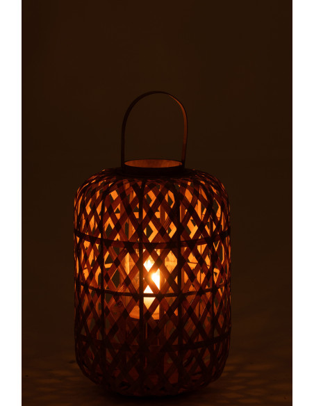 Lanterne photophore bambou tressé naturel 69 cm - 3