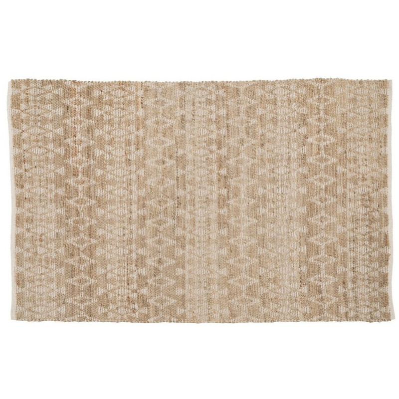 Tapis Bohème chic XL Rectangulaire 160x230 en Coton Blanc Jute Naturel Leevi - 1