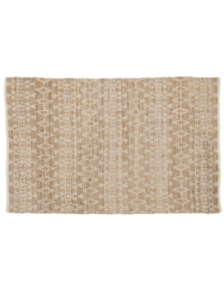 Tapis Bohème chic XL Rectangulaire 160x230 en Coton Blanc Jute Naturel Leevi - 1