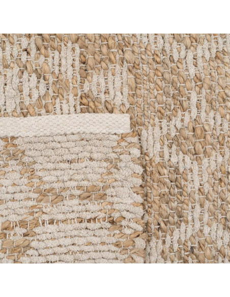 Tapis Bohème chic XL Rectangulaire 160x230 en Coton Blanc Jute Naturel Leevi - 2