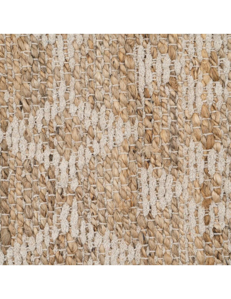 Tapis Bohème chic XL Rectangulaire 160x230 en Coton Blanc Jute Naturel Leevi - 4