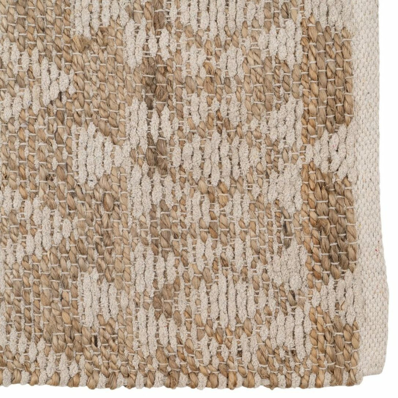 Tapis Bohème chic XL Rectangulaire 160x230 en Coton Blanc Jute Naturel Leevi - 5