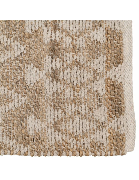 Tapis Bohème chic XL Rectangulaire 160x230 en Coton Blanc Jute Naturel Leevi - 5