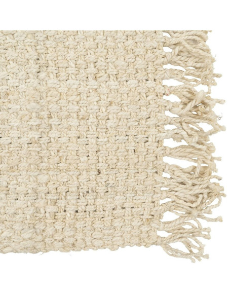 Tapis Moderne XL Rectangulaire 160x230 en Jute Blanc crème Avec franges Altea - 4