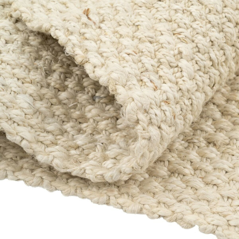 Tapis Moderne XL Rectangulaire 160x230 en Jute Blanc crème Avec franges Altea - 5