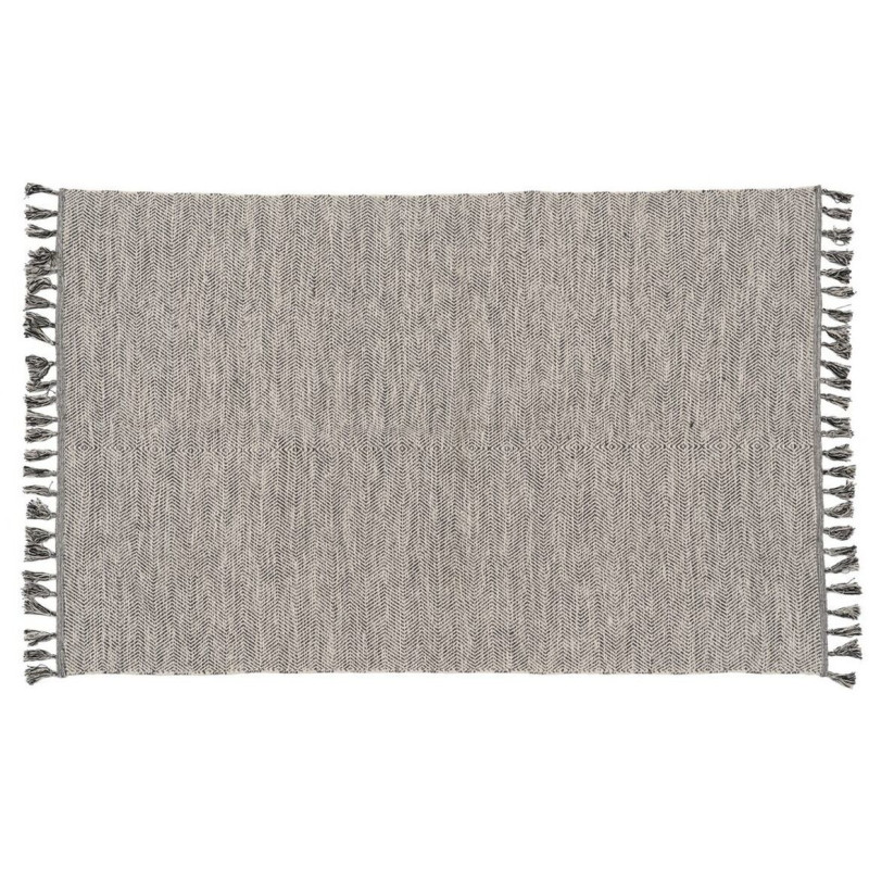 Tapis Bohème chic XL Rectangulaire 160x230 en Polyester Coton Gris Avec pompons Hakon - 1