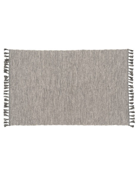 Tapis Bohème chic XL Rectangulaire 160x230 en Polyester Coton Gris Avec pompons Hakon - 1