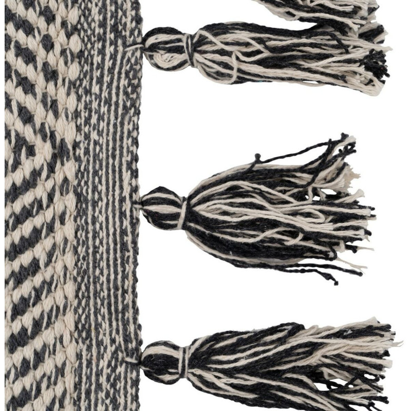 Tapis Bohème chic XL Rectangulaire 160x230 en Polyester Coton Gris Avec pompons Hakon - 2