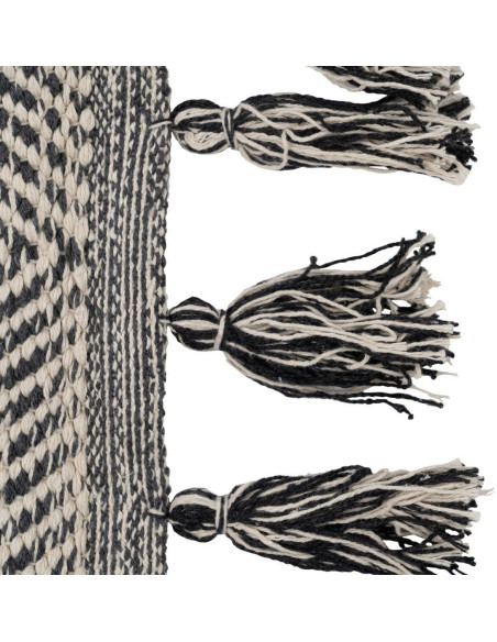 Tapis Bohème chic XL Rectangulaire 160x230 en Polyester Coton Gris Avec pompons Hakon - 2