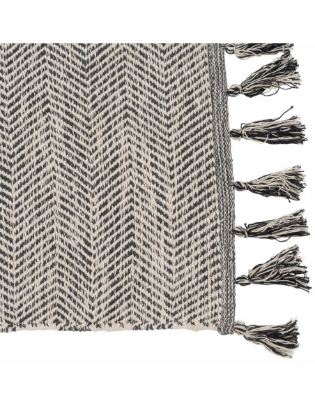 Tapis Bohème chic XL Rectangulaire 160x230 en Polyester Coton Gris Avec pompons Hakon - 5