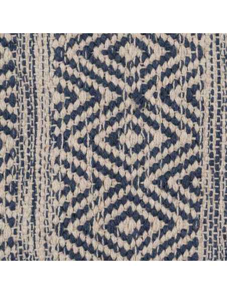 Tapis Bohème chic XL Rectangulaire 160x230 en Polyester Bleu Coton Blanc Avec pompons Halvor - 6