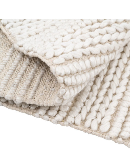 Tapis Moderne XL Rectangulaire 160x230 en Coton Laine Polyester Blanc crème Matti - 2