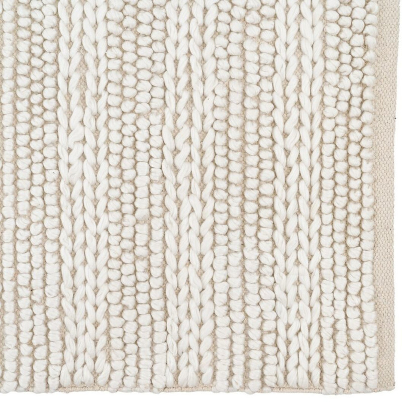 Tapis Moderne XL Rectangulaire 160x230 en Coton Laine Polyester Blanc crème Matti - 3