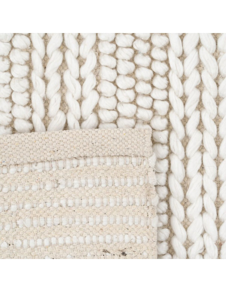 Tapis Moderne XL Rectangulaire 160x230 en Coton Laine Polyester Blanc crème Matti - 5