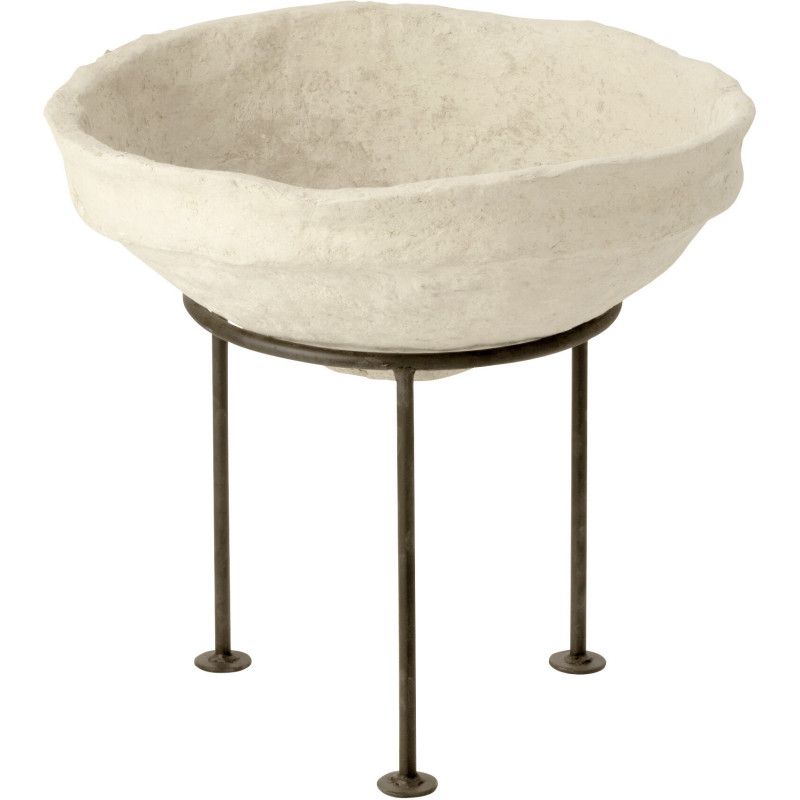 Cache-pot sur pied XL en Papier maché Blanc Métal Noir Chad Diamètre 44 cm - 1